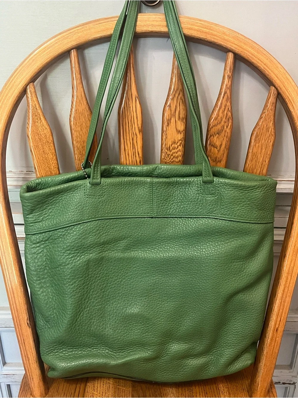 Green Leather op art Tote Bag by Coach.